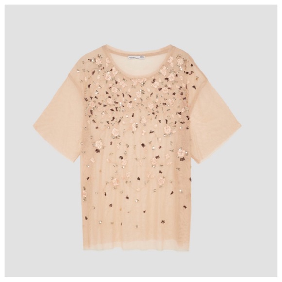 🌹NWT Zara T-shirt with embroidery Size S,M,L - Picture 2 of 7